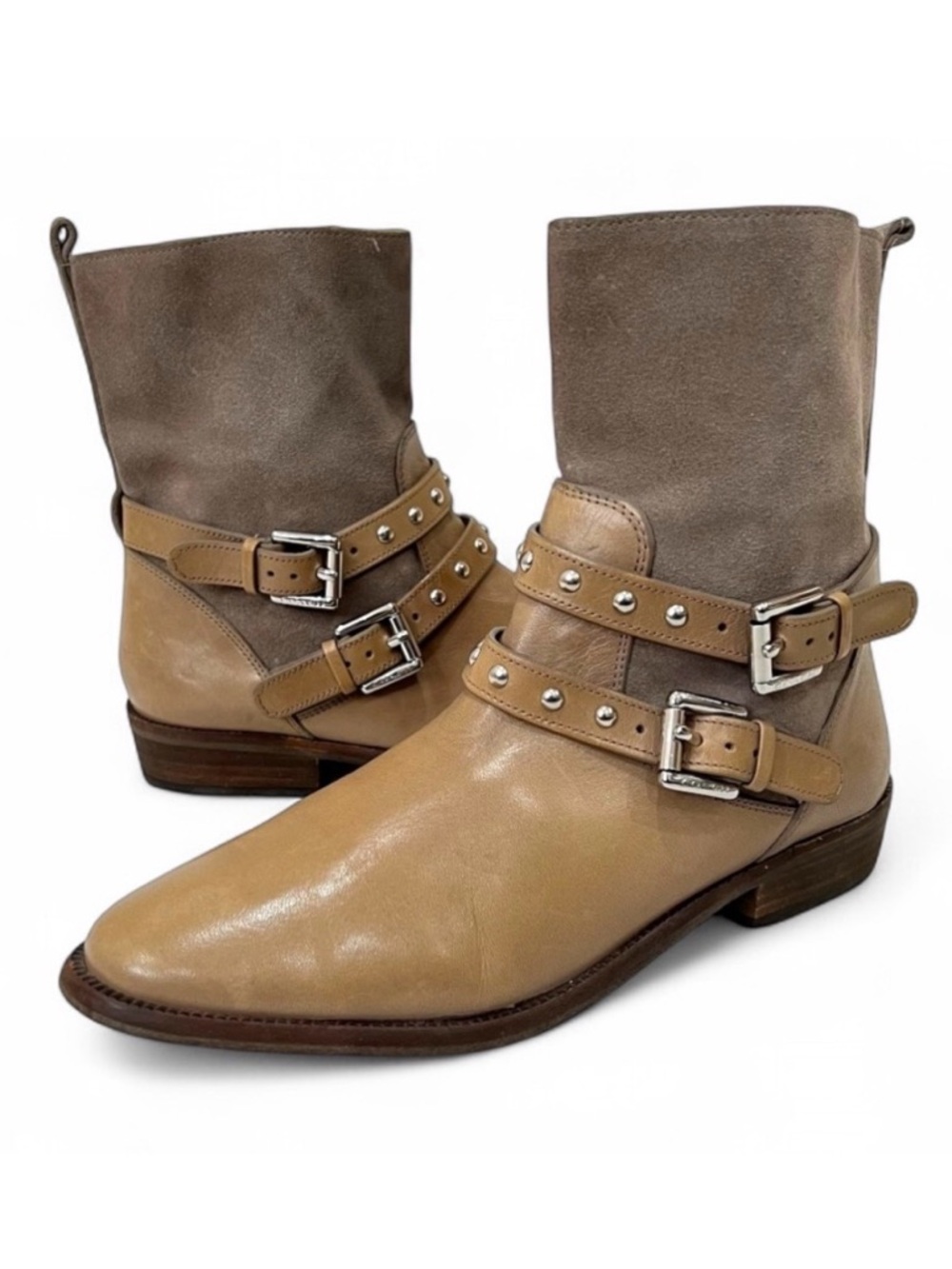 COACH Lilliana Studded Leather Suede Zip Up Ankle Boots Size 6